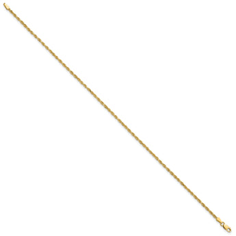 14K 10 inch 2mm Diamond-cut Rope with Lobster Clasp Anklet