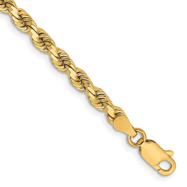 14K 9 inch 3.75mm Diamond-cut Rope with Lobster Clasp Chain