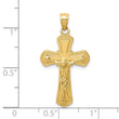 10K Polished Textured Crucifix Pendant