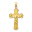 10K Polished Textured Crucifix Pendant