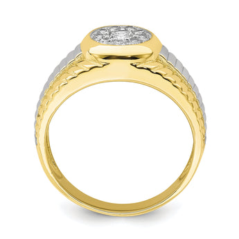 10K WithRhodium CZ Mens Ring