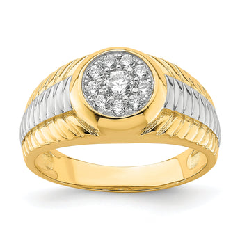10K WithRhodium CZ Mens Ring
