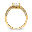 10K Polished CZ Center and Side Stones Ring