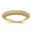 10K Polished CZ Beaded Edge Band