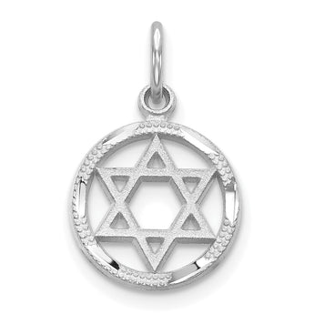 10K White Gold Star Of David Charm