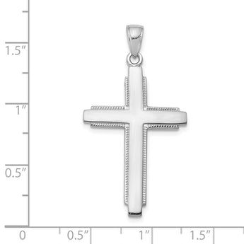 10K White Gold Solid Cross Pendant