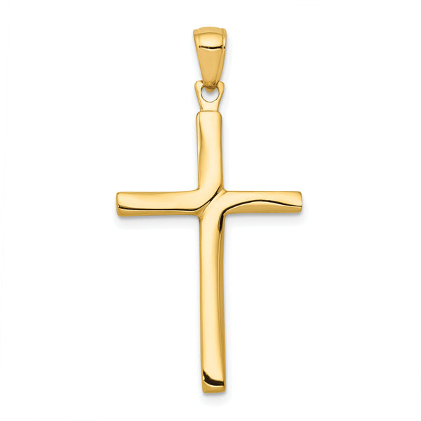 10K Polished Finish Accent Stick Cross Pendant