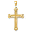 10K Two-tone Cross in Budded Yellow Cross Frame Pendant