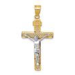10K Two-tone D/C Large Block Lattice Cross w/Crucifix Pendant