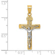 10K Two-tone D/C Medium Block Lattice Cross w/Crucifix Pendant