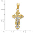 10K Two-tone Small Narrow Cross w/Crucifix Pendant