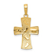 10K w/ Rhodium Cross W/Footprints Pendant