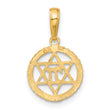 10K Star Of David And Chai In Circle Pendant