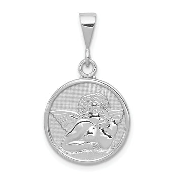 10k White Gold Polished & Satin Angel Pendant