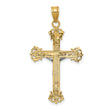 10K Two-tone Diamond-cut Crucifix Pendant
