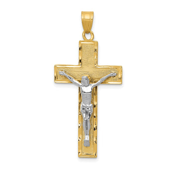 10K Two-tone Diamond-cut Crucifix Pendant