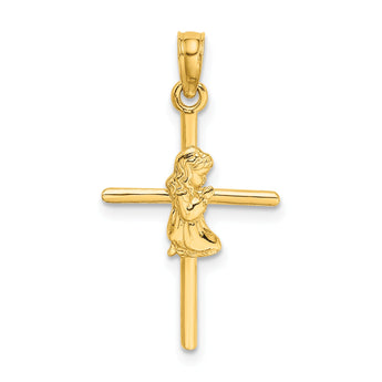 10k Praying Girl Cross Charm