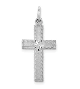 10k White Gold Diamond-cut Cross Pendant