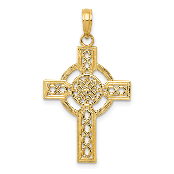 10K Diamond-cut Celtic Cross Pendant