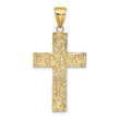 10K Gold Polished Textured Nugget Style Cross Pendant