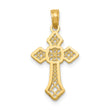 10K Gold Polished Cross W/Lace Center and Arrow Tips Pendant