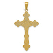 10K Polished Textured INRI Crucifix Fleur de Lis Pendant