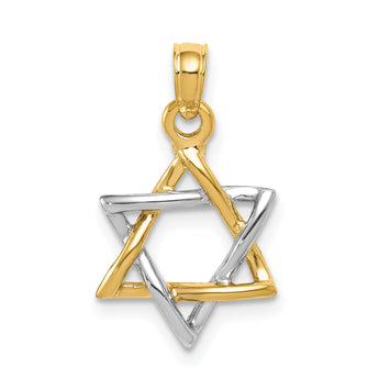 10K Two-tone Polished Star of David Pendant