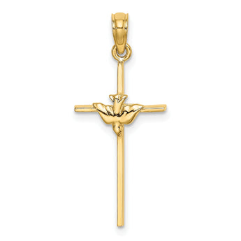 10K Dove On Stick Cross Charm