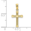 10K Textured w/ Center Heart Small Cross Charm