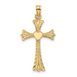 10K Polished and Engraved Cross W/ Heart Charm