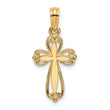 10K Polished and Cut-Out Engraved Cross Charm