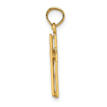 10K 2-D Polished Textured Cross Charm