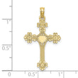 10K Beaded Tip Cross w/ Heart Center Charm