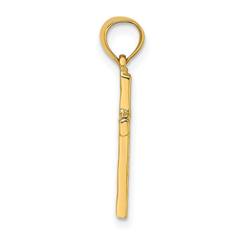 10K Polished and Engraved Cross W/ Heart Center Charm