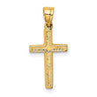 10K Polished and Engraved Cross W/ Heart Center Charm