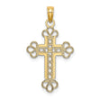 10K Textured and Cut-Out W/ Rope Frame Block Cross Charm