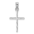 10K White Gold D/C and Polished Cross Charm
