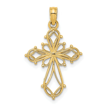 10K Cut-Out Fancy Cross Charm