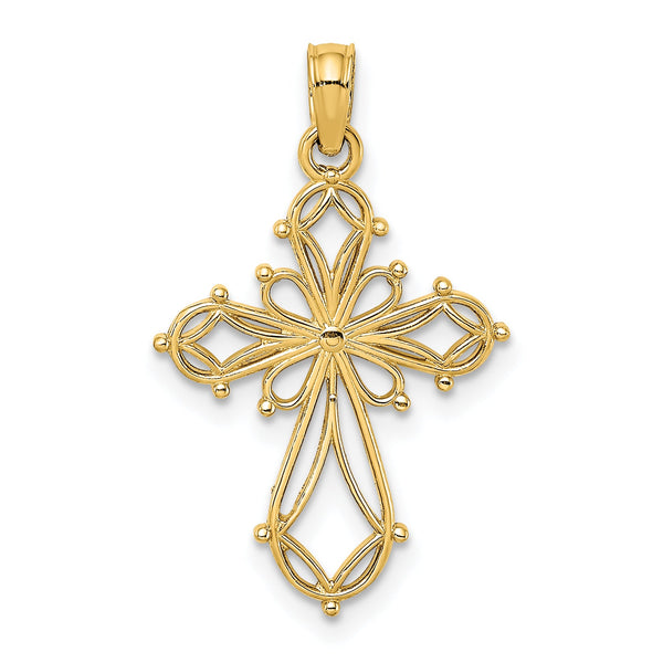 10K Cut-Out Fancy Cross Charm