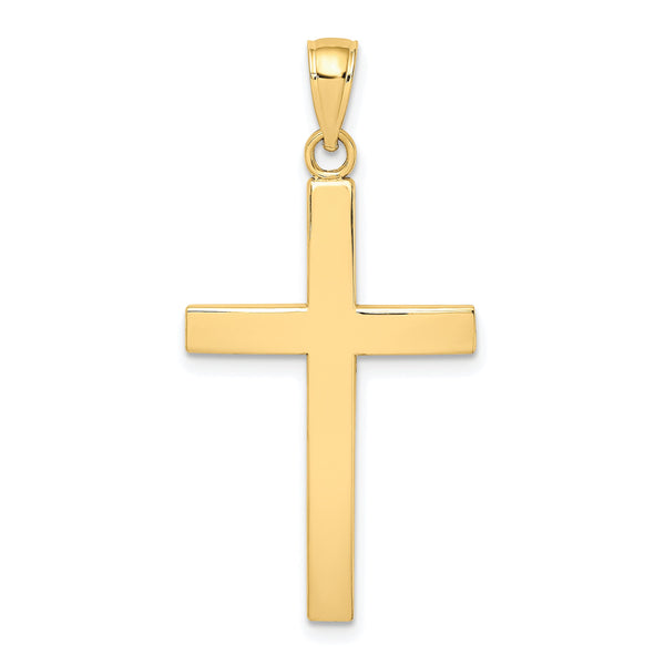 10K Polished Beveled Cross Charm