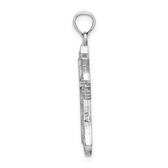 10K White Gold Beaded Cross Charm