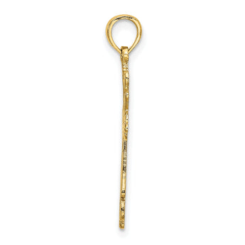 10K Cross Cut-Out w/ Heart Ends Charm