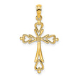 10K Cross Cut-Out w/ Heart Ends Charm