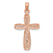 10K Rose w/ White Rhodium Filigree Center Border Cross