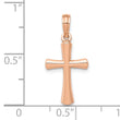 10K Rose Gold Polished Beveled Cross w/ Round Tips Charm