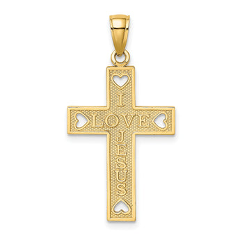 10K  I LOVE JESUS  Cross w/ Hearts Charm