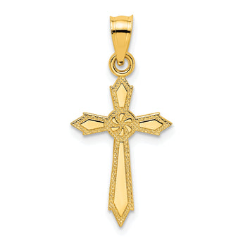 10K w/ Engraved Edges Cross Charm
