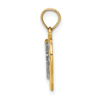 10K W/ Rhodium Cross In Heart Charm