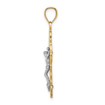 10K Two-Tone w/Lace Trim Crucifix Charm