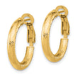 10K 3x15 D/C Round Omega Back Hoop Earrings